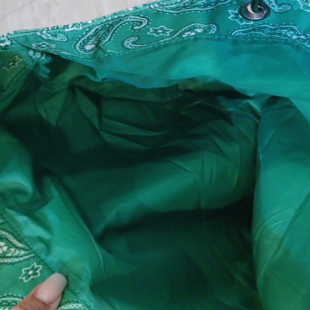 Neiman Marcus Green Paisley Tote Bag - Picture 6 of 7